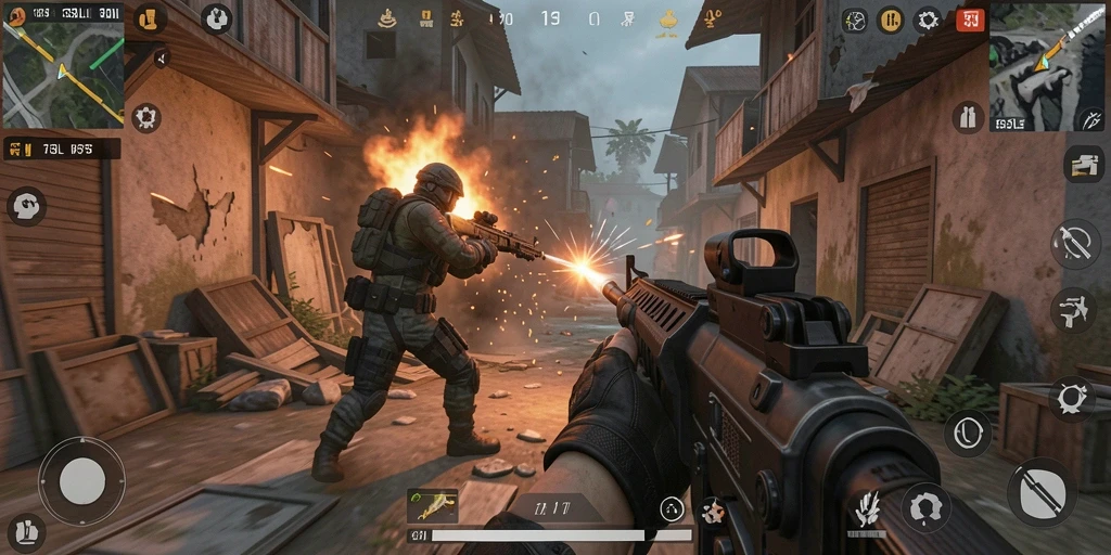 Tampilan gameplay 33L dengan aksi menegangkan di arena pertempuran.