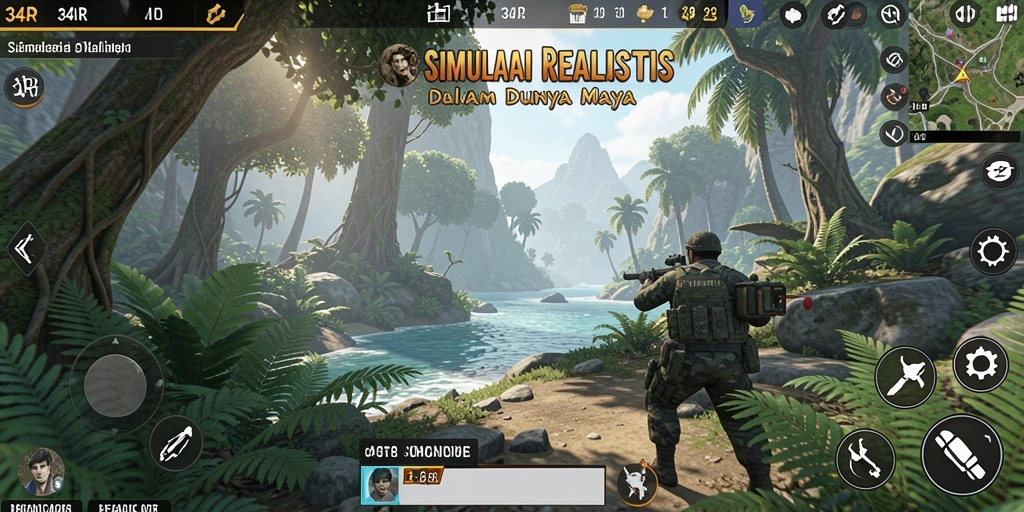 Tampilan gameplay menarik dari 34R dalam simulasi dunia maya.