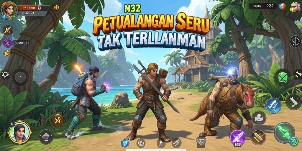 Tampilan gameplay N32 menunjukkan aksi seru dalam petualangan yang mendebarkan.
